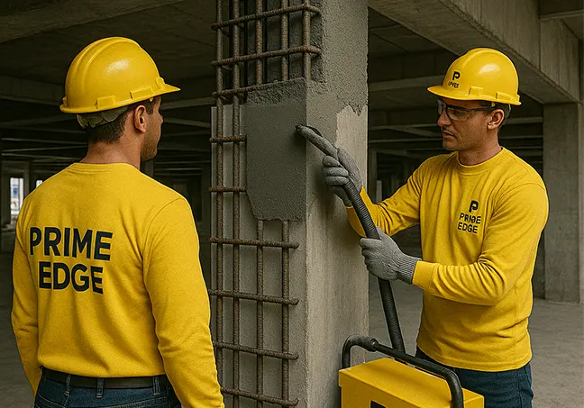 Prime Edge worker working in a concrete repairing and strengthening work