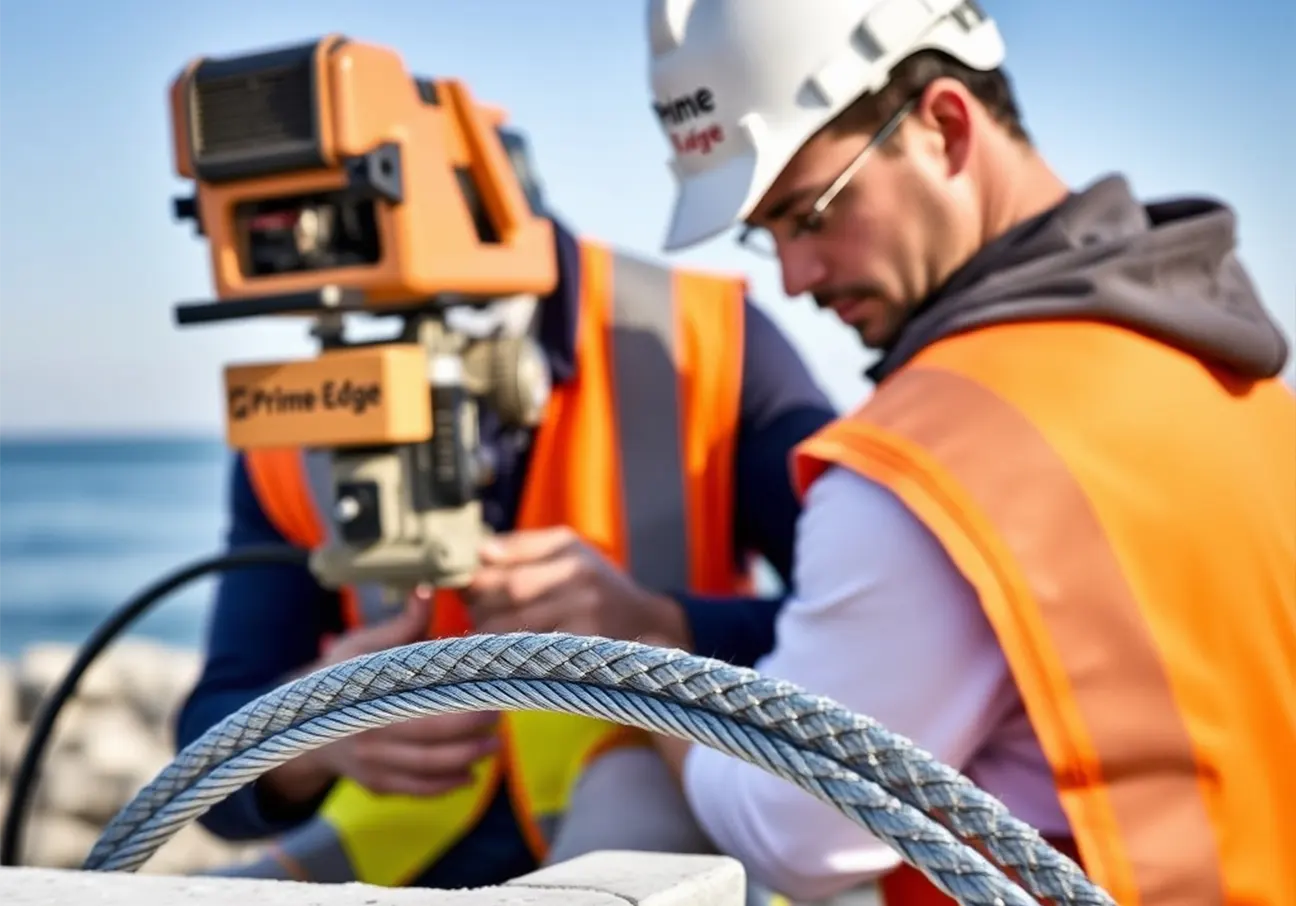 Prime Edge worker using a wire saw cutting machine
